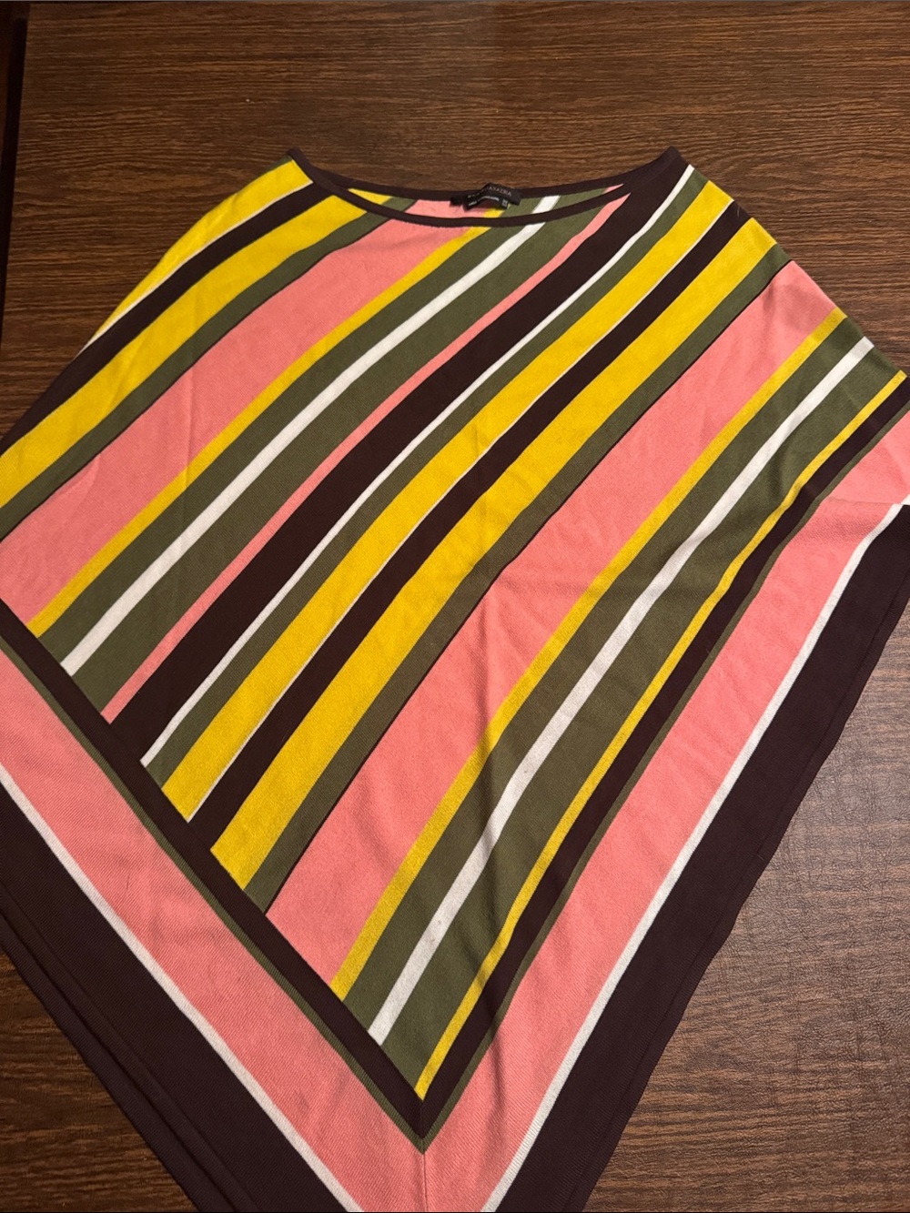 BCBGMaxAzria Diagonal Striped Boatneck Tunic in Pink, Yellow & Olive